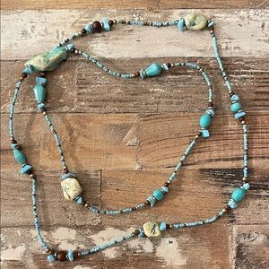 Artisan Turquoise and Brown Beaded Necklace